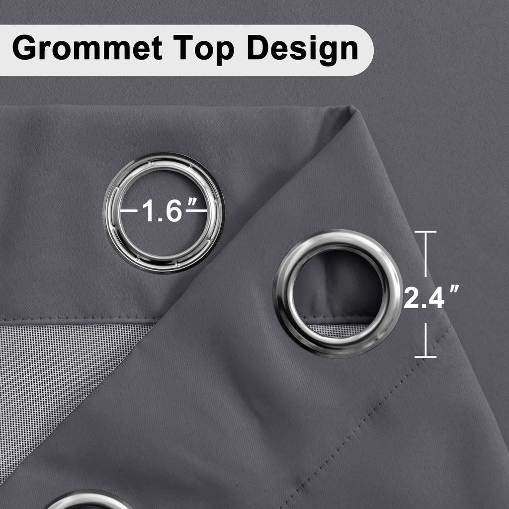 100% Blackout Curtain Panels - Thermal Insulated Black Liner Curtains, Noise Reducing and Heat Blocking Drapes for