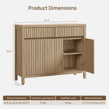 42" Fluted Buffet Cabinet with Storage - Mid Century Modern Sideboard with 2 Drawers & 3 Doors