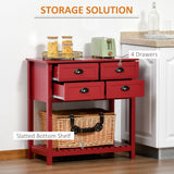 Sideboard Buffet Cabinet with Storage, Modern Coffee Bar Cabinet with 4 Drawers and Slatted Bottom Shelf