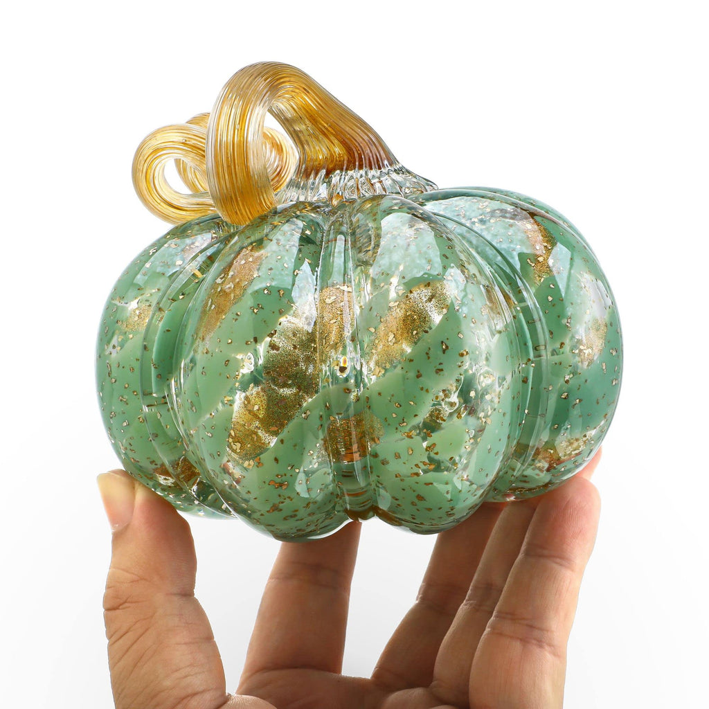 5 Inch Hand-blown Glass Pumpkin for Decorating, Crystal Pumpkin Fall Decor