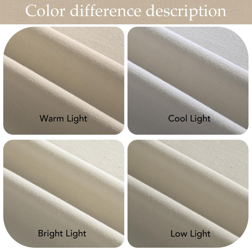 Beige Cotton Linen Curtains 84 inch Long 2 Panels Set, 55" Wide Flax Belgian Linen Blend Organic Privacy Window