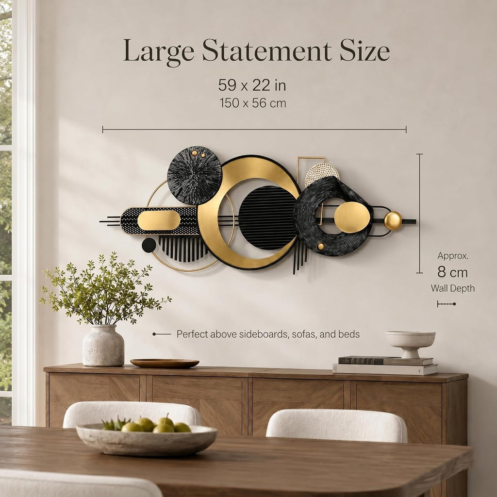 59x22in Large 3D Metal Wall Art,Geometric Design
