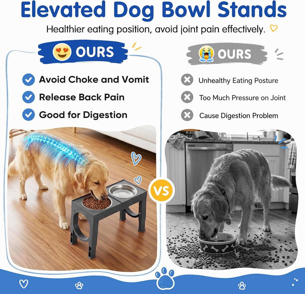 Elevated Dog Bowls Large Breed Raised Dogs Bowl Stand Large/Medium Sized Dog Stainless Steel Food Water Bowl Stands 5