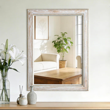 24x32 Inch Rectangular Wood Wall Mirror Rustic Farmhouse Decorative Mirrors with Wooden Frame Bedroom Bathroom
