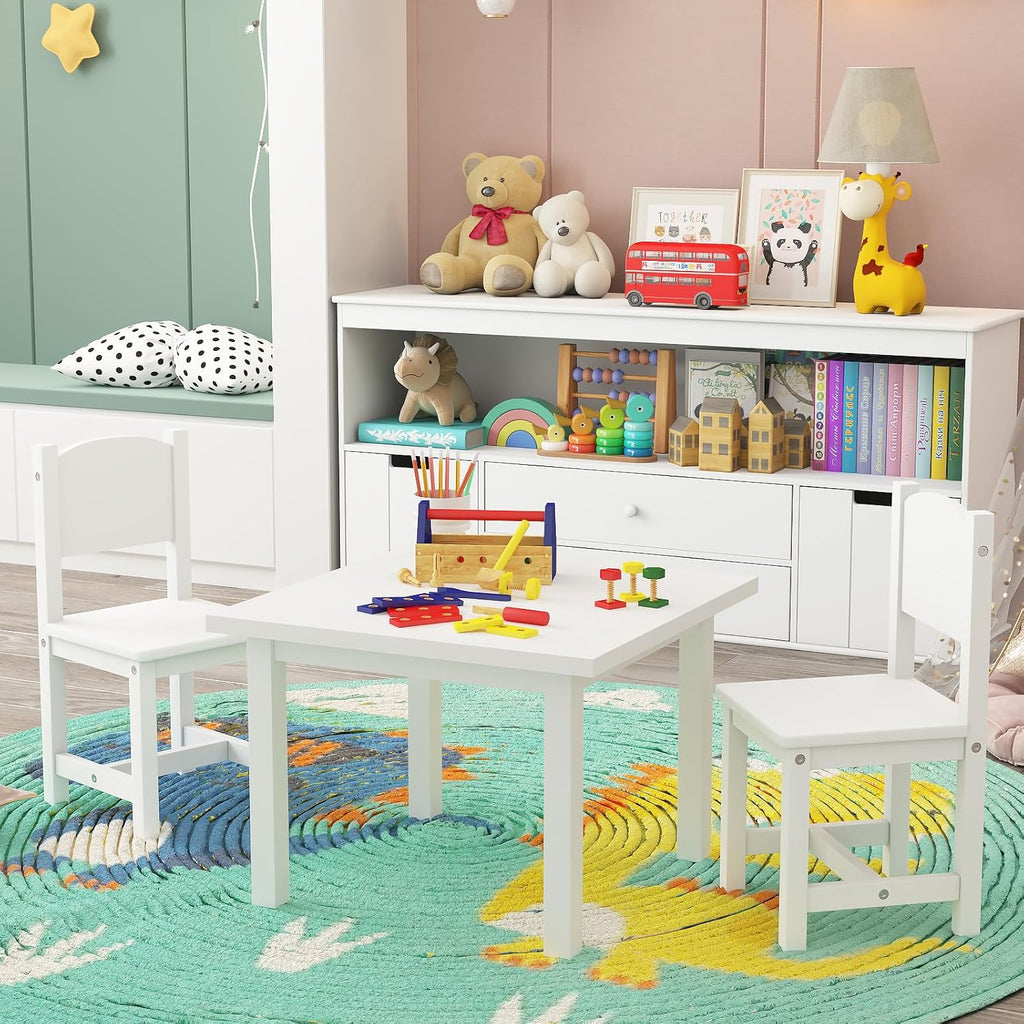 Toddler Wooden Chair, Kids Chair for Play or Activity, Set of 2, White