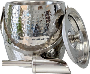 Insulated Ice Bucket with Lid & Scoop for Champagne Silver 3QT