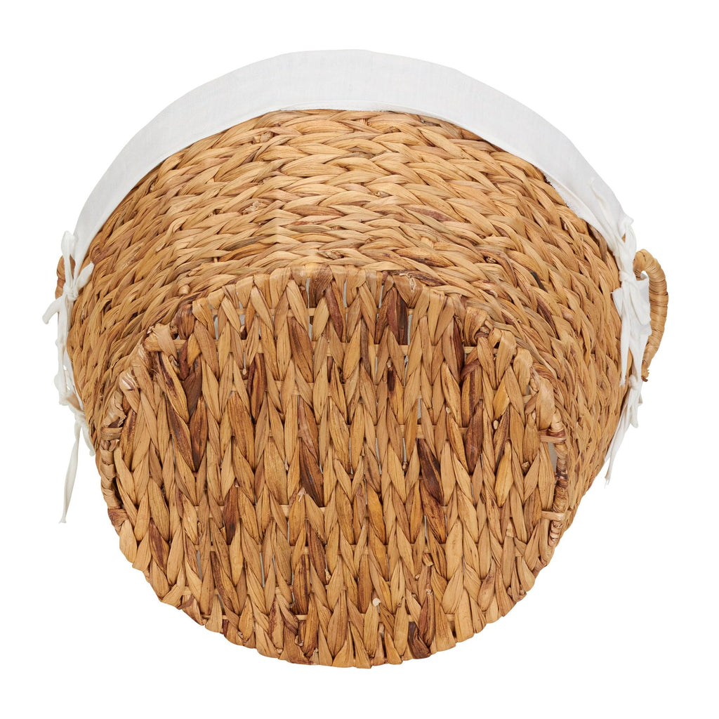 Round Wicker Laundry Basket with Handles, Whimsical Water Hyacinth Basket, Supportive Metal Frame, Removable