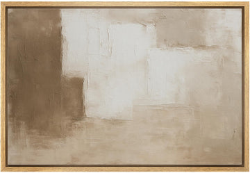 Framed Canvas Print Wall Art Neutral Geometric Abstract Canvas in Beige and Taupe Illustrations Modern Art Chic