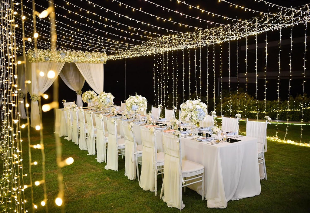 LED Curtain Lights Outdoor 50ft x10ft, 1000 LED Plug in Hanging String Lights Indoor Bedroom, Twinkle Light Backdrop