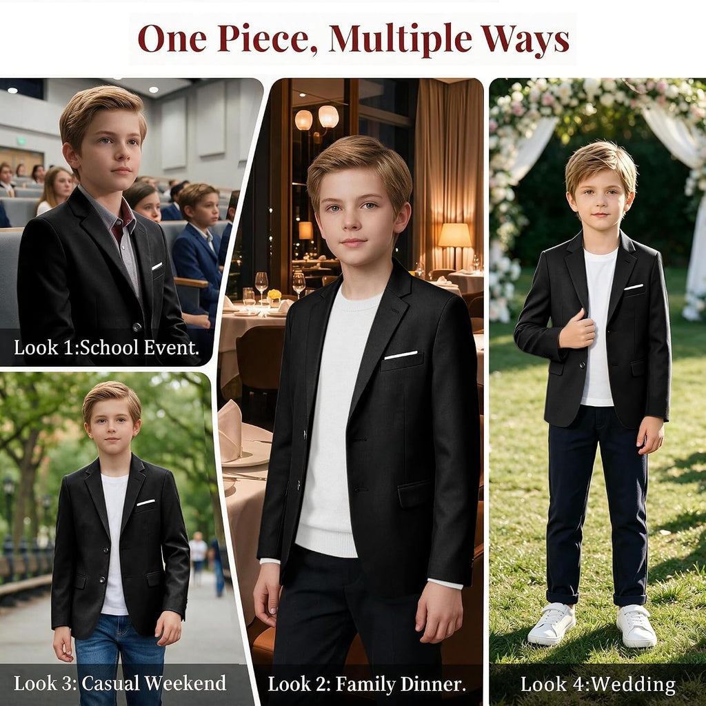 Boys' Blazer Suit Jacket Slim Fit Kids School Blazer Coat