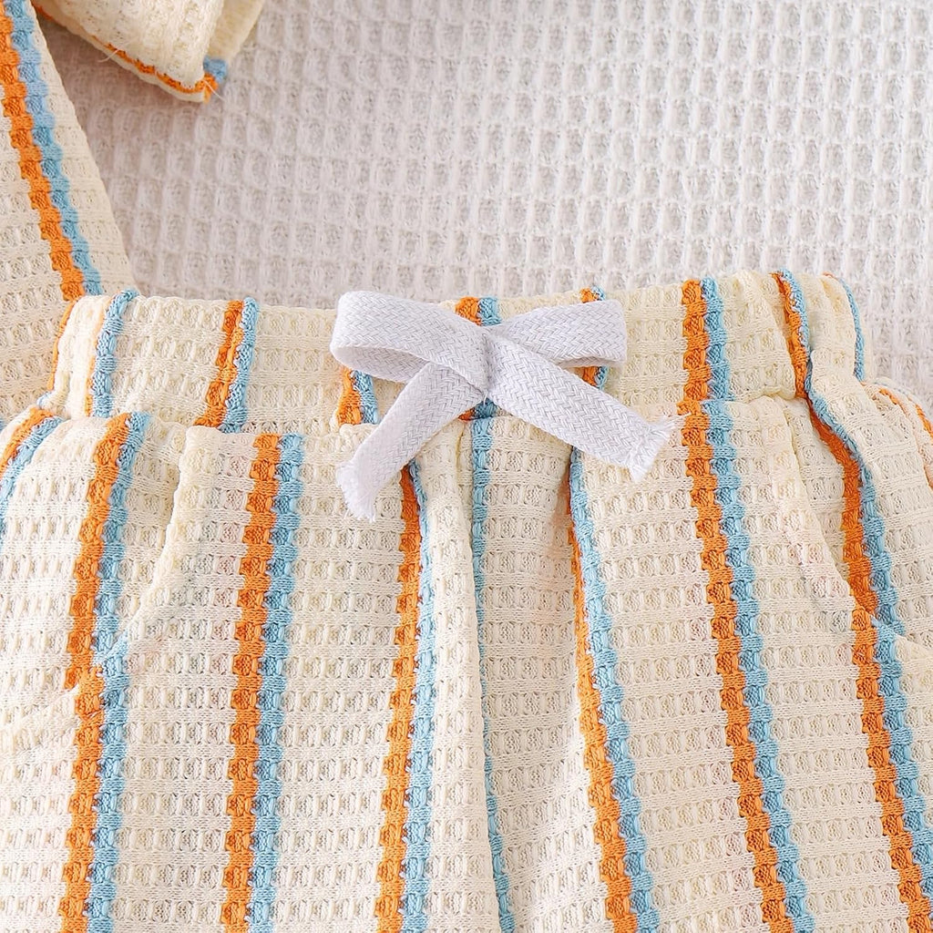 Baby Boy Clothes Toddler Summer Outfits Short Sleeve Striped Button-down T-Shirt Shorts with Pocket