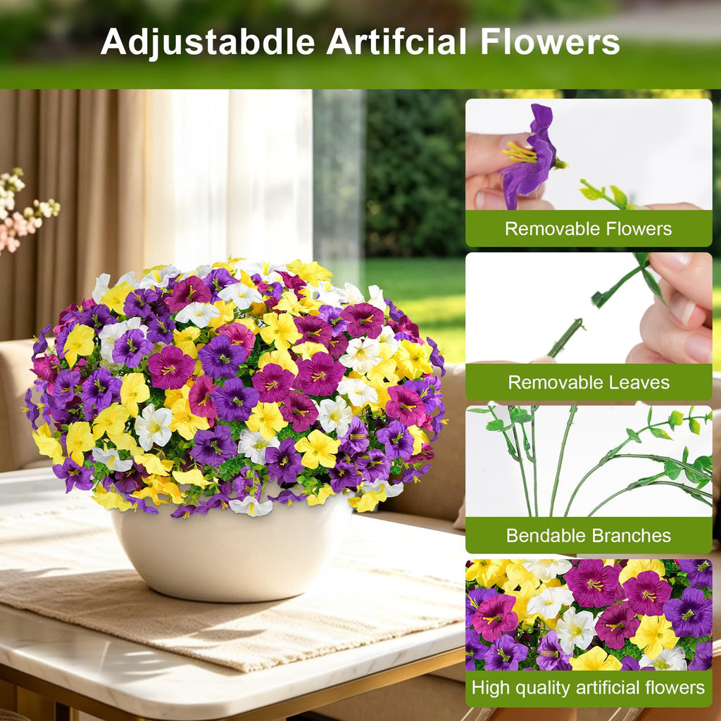20 Bundles Artificial Fake Fall Flowers for Outdoors, UV Resistant