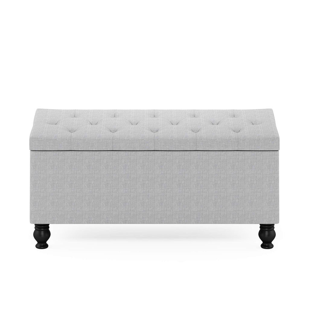 Laval Button Tufted Storage Ottoman Bench, Glacier