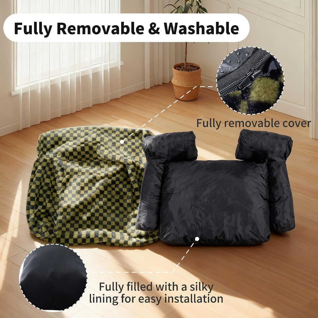 Faux Fur Cat & Dog Sofa Cat Couch Mini Cat Bed Indoor Human Style Pet Sofa, Modern Pet Furniture for Cats, Washable &