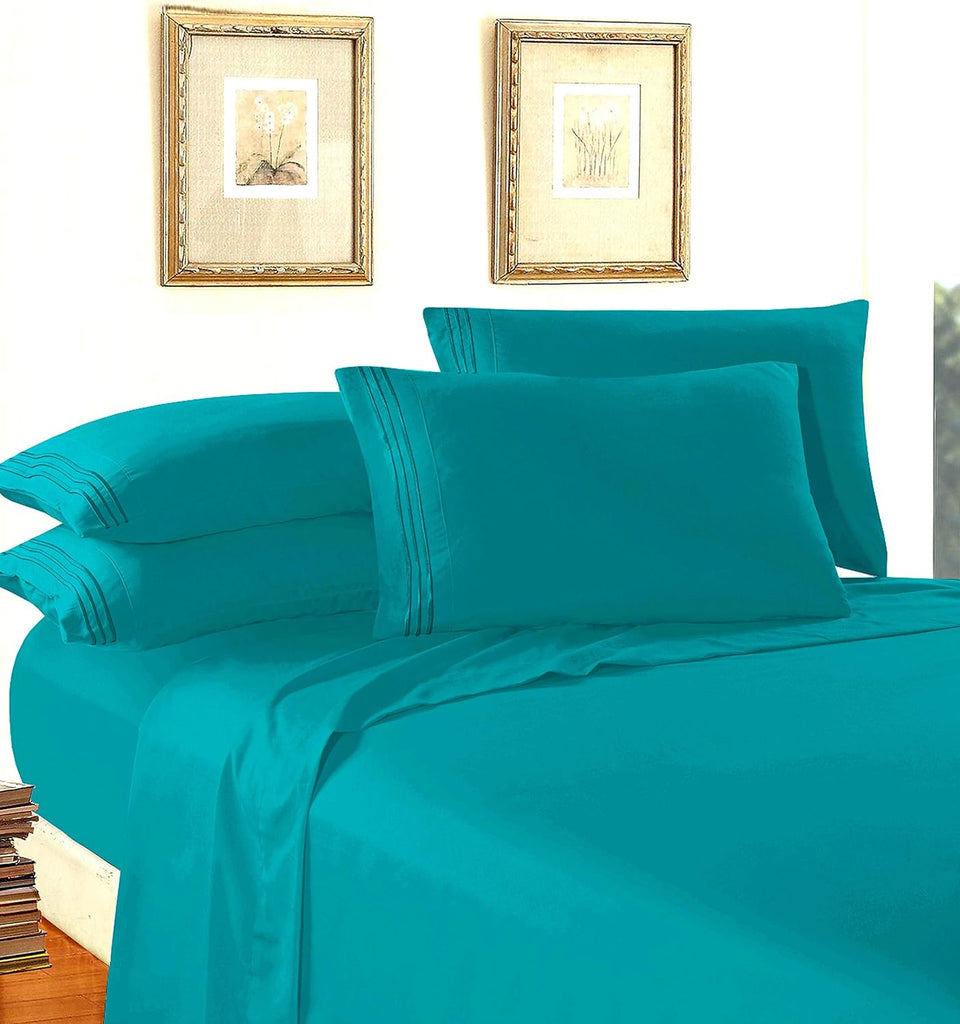 Luxury 1500 Premium Hotel Quality Microfiber 4-Piece Sheet Set - Wrinkle Resistant, All Around Elastic Fitted Sheet