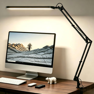 Desk Lamp, Eye Comfortable LED Desk Light for Long Hours, Adjustable Swing Arm with Memory Function, Black