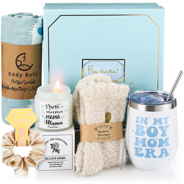 8 Sets New Mom Gifts Pregnancy After Birth Inspire Self Care 12 oz Tumbler First Time Gift Set for Expecting Mom(Blue)