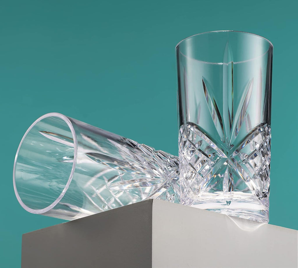Tall Highball Glasses, Shatterproof and Reusable Acrylic - Dublin Collection, Set of 4