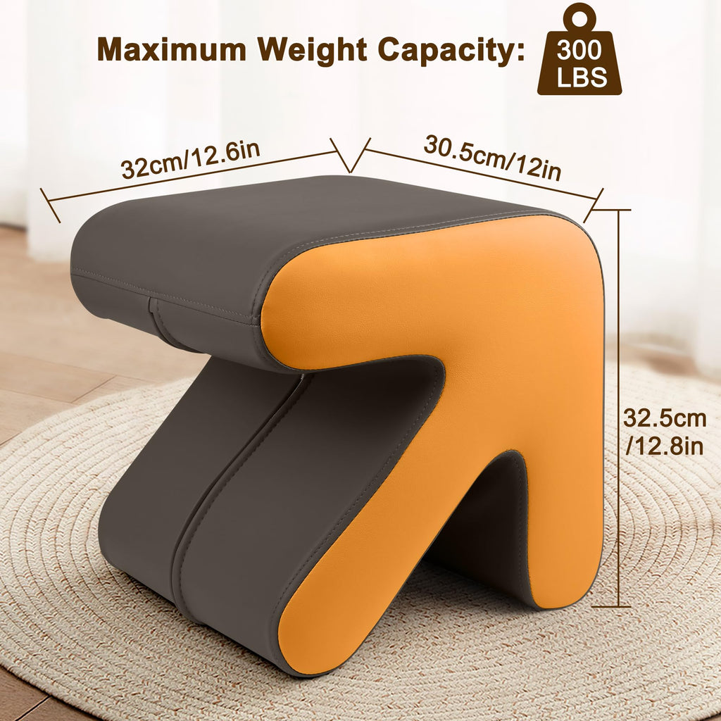 Ottoman, Foot Stool with Creative Shape, Napa Leather Ottomans, Removable Outer Foot Rest, No Assembly Required