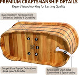 Natural Cypress Wood Hot Tub with Steam Lid & Non-Slip Handrails - 47" Freestanding Spa Bathtub for Adults and Kids
