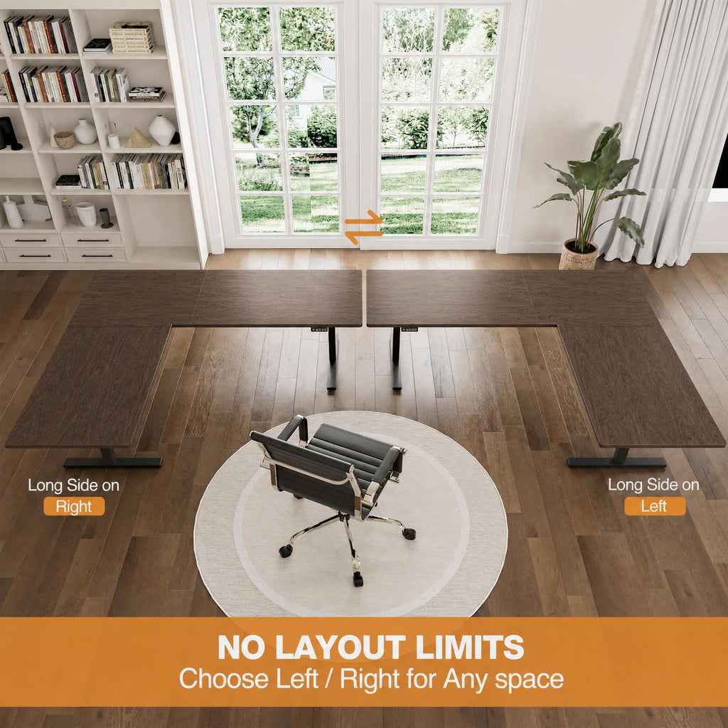 63 x 55 Inch L Shaped Standing Desk, Electric Height Adjustable Corner Stand Up Desk, Sit Stand Corner Table Home