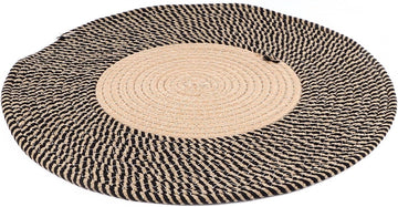 Round Jute Rug Reversible Retro Nordic Circle Carpet (45cm