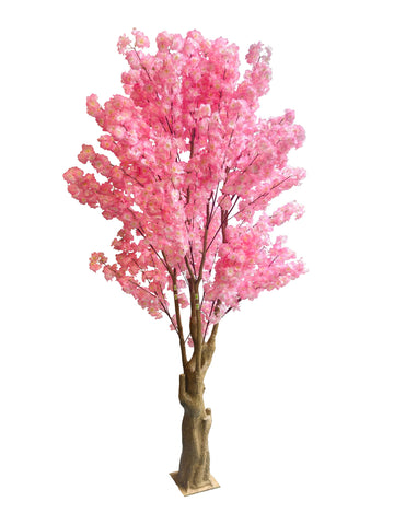 7FT Artificial Cherry Blossom Tree, Pink Faux Blossom Tree with Realistic Stump Trunk, Large Decorative Artificial