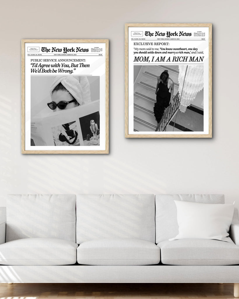 16x20 in Mom I Am a Rich Man Newspaper Framed Wall Art