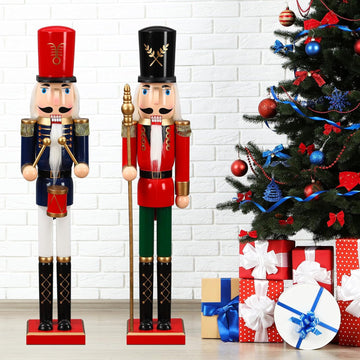 2 Pcs 32 Inch Xmas Nutcracker Wooden Yard Decor,Knight