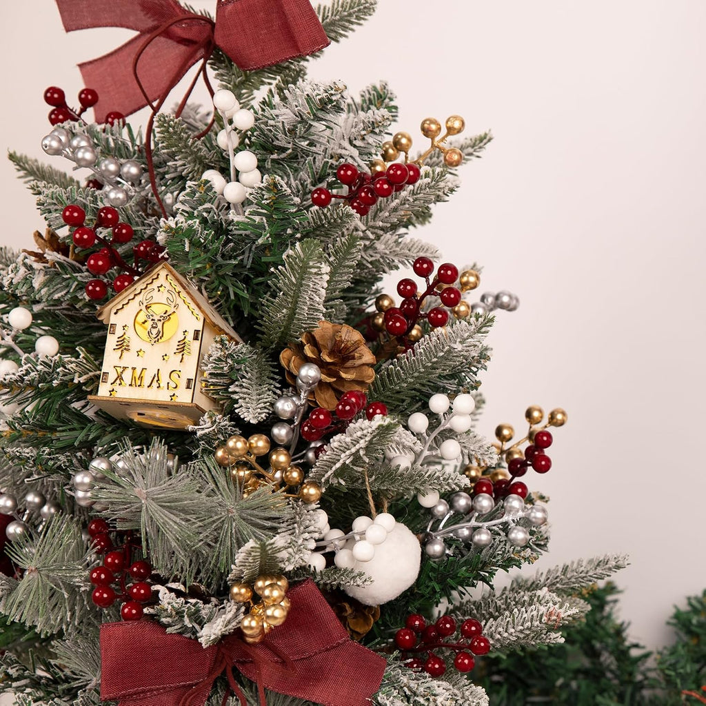 50-Pack Christmas Tree Decorations 6.5" Red Berry Stems Ornaments - Set of 50