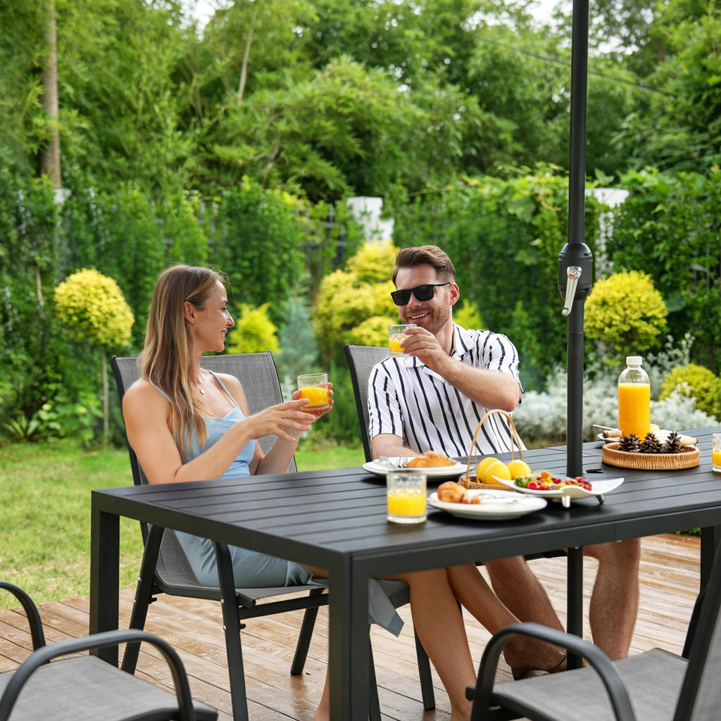Patio Chairs Set of 8 - Outdoor Stackable Textilene Dining Chairs