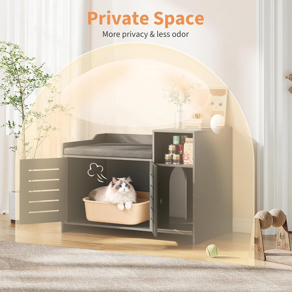 Cat Litter Box Enclosure, Hidden Litter Box Cabinet Furniture