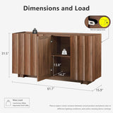 Buffet Cabinet with Storage, Mid Century Modern Sideboard with Wave Design, Wood Grain Finish