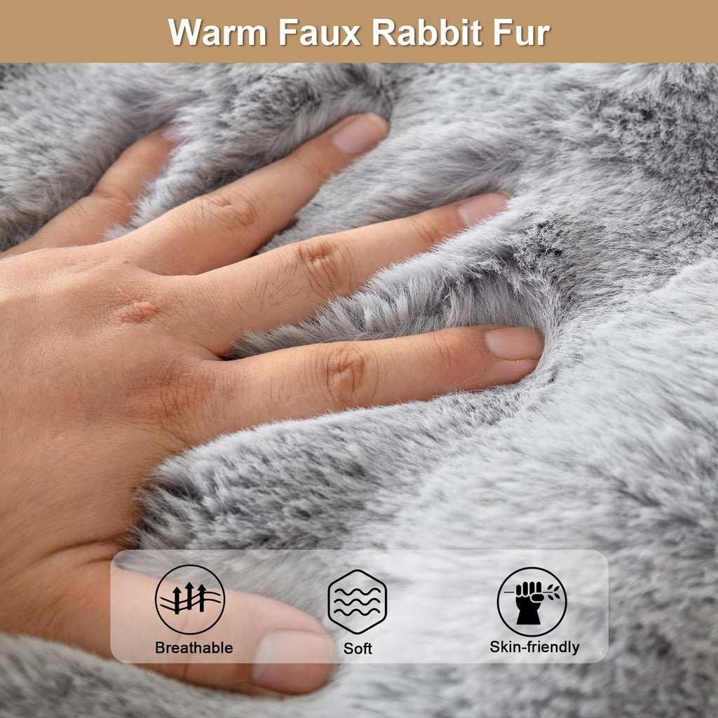 Faux Fur Sofa Cover, Rabbit Plush Couch Cover, Non-Slip Couch Covers Washable, Cosy Plush Sofa Slipcover, Furniture