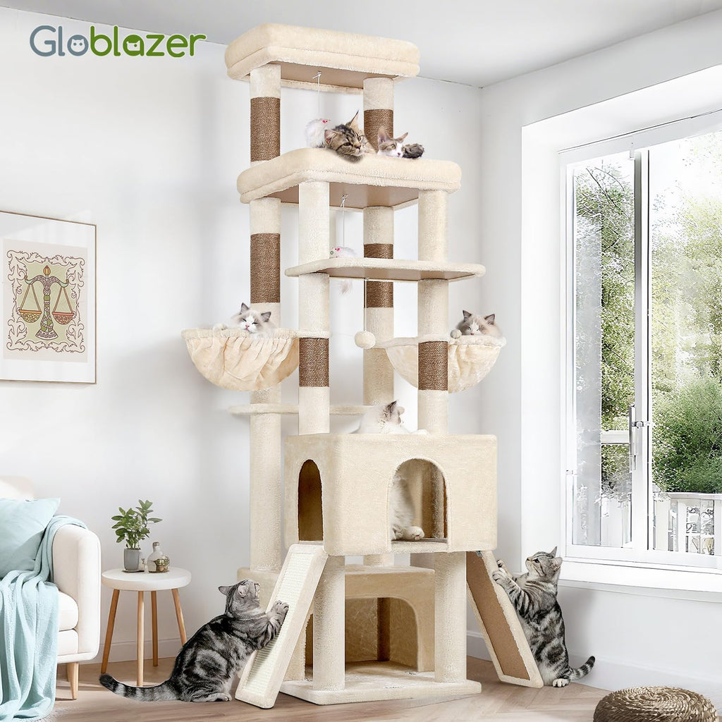 Heavy Duty Cat Tree for 20lbs Large Adult Cats, Beige