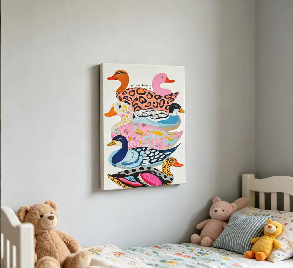 Colorful Duck Canvas Wall Art Funny Animal Painting Picture Wall Decor Kitsch Dopamine Fashion Animals Poster Print