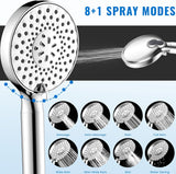 Filtered Shower Head with Handheld, High Pressure 9-Spray Modes Detachable Shower Head with Filter for Hard
