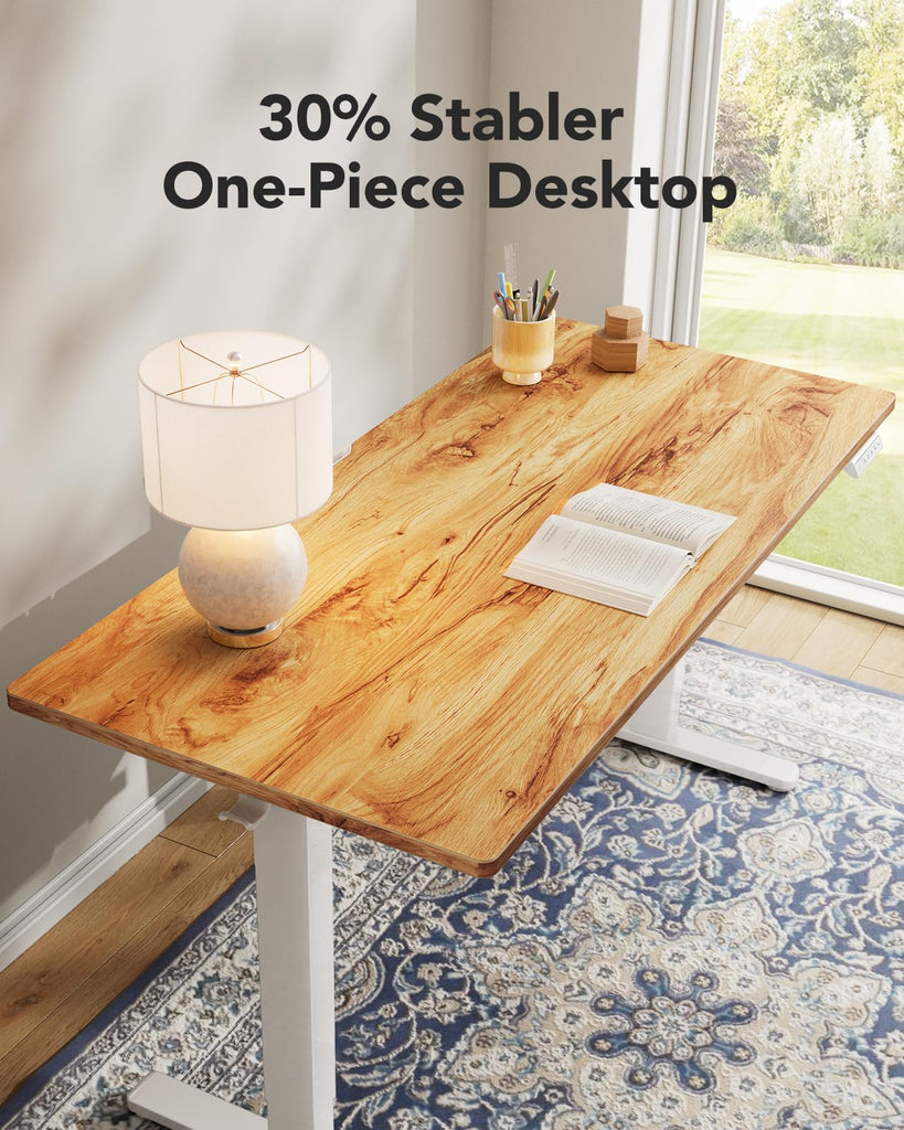 Electric Standing Desk, Whole Piece Desktop, Adjustable Height Computer Desk, 4 Height Memory Settings, Sit Stand Up