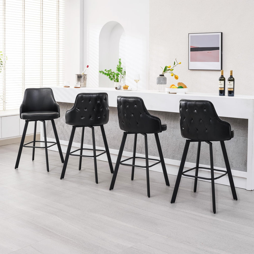 Swivel Bar Stools Set of 4, Bar Height Stool with Back Island