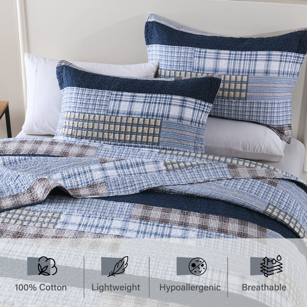 100% Cotton Quilt - Farmhouse Patchwork Quilt Bedding Set