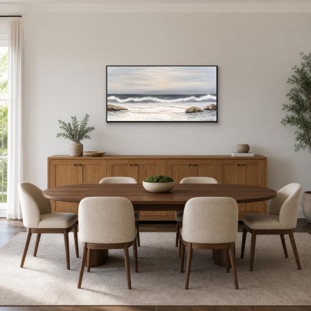 Framed Ocean Wave Canvas Wall Art, 48 x 24 Inches