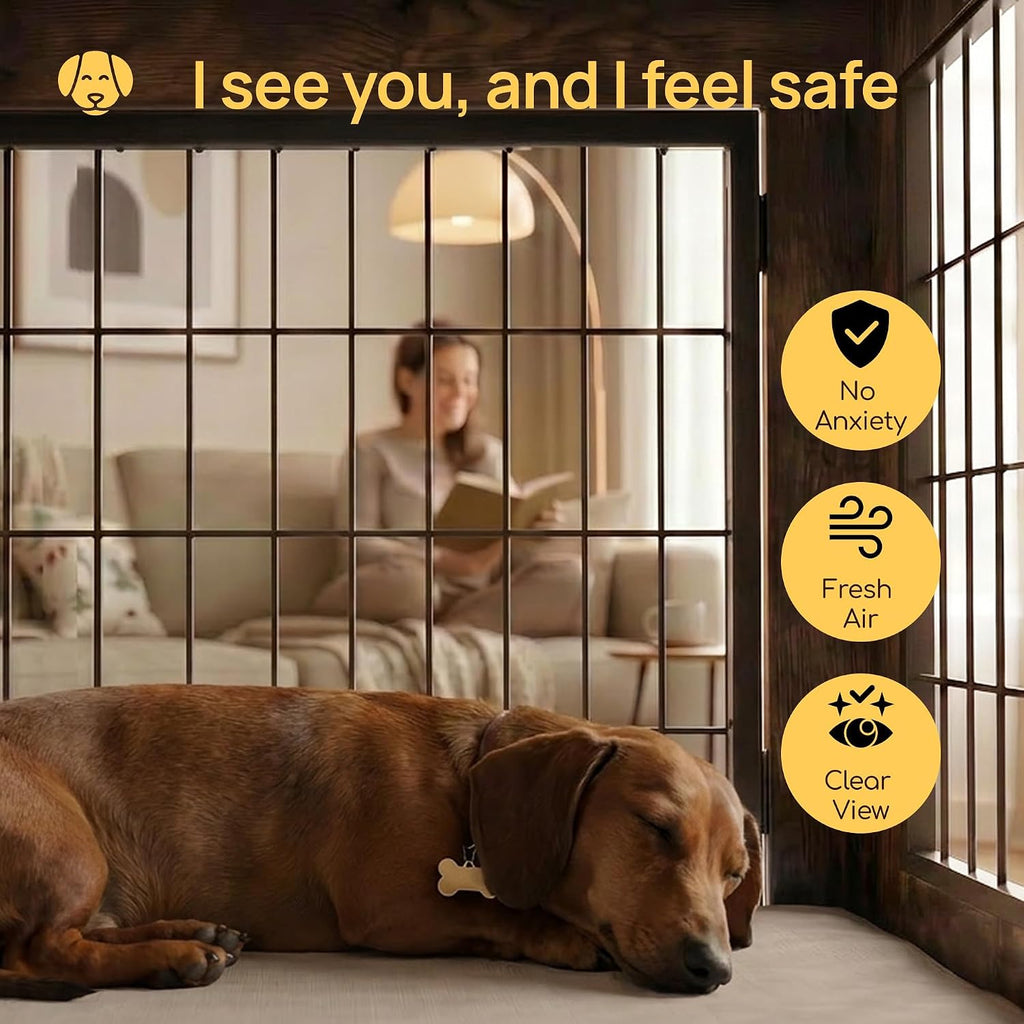 Dog Crate Furniture with Cushion and Charging Station for Indoor