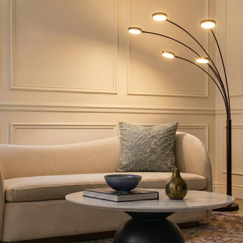 Orion Arc Floor Lamp, Dimmable Tree Floor Lamp with 5 Adjustable Arms, Multi-Head Standing Lamp with Flexible
