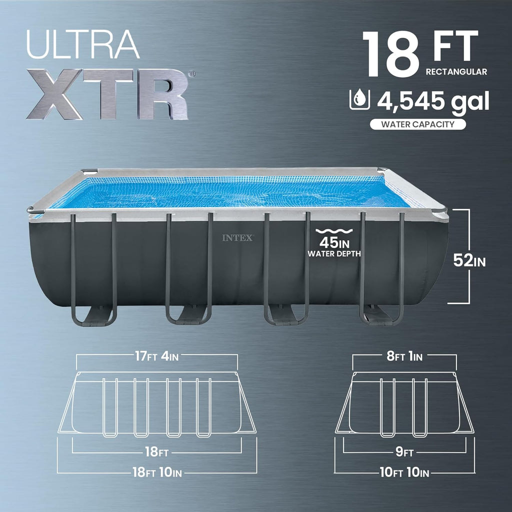 Ultra XTR 18ft x 9ft x 52in Above Ground Swimming Pool Set w/Pump | 26355EH - 1500 GPH Sand Filter Pump, Ladder, Pool