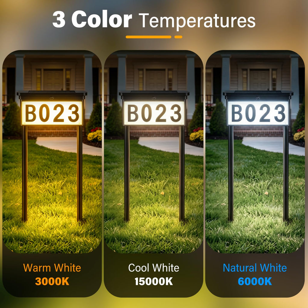 Solar Address Sign, Double-Sided LED Solar House Numbers for Outside