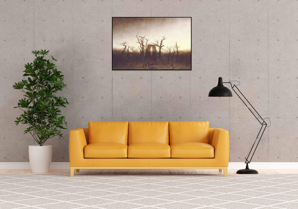 Caspar David Friedrich Canvas Wall Art Eichwald Abbey Poster - Vintage Classic Poster Print Room Aesthetic Wall Decor