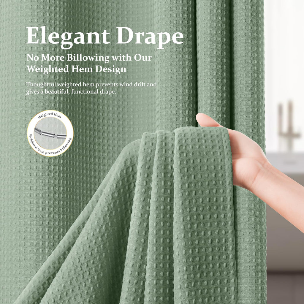Stall Waffle Shower Curtain 256 GSM Heavy Fabric 54x72 Sage Green