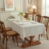 Linen Blend Handmade Hemstitched Tablecloth for Dinner Table, Parties, Wedding Decorations (55" x 86