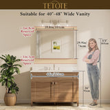 40 x 30 Inch Gold Bathroom Mirror, Brushed Brass Metal Frame Mirror for Vanity, Rectangle Wall Mounted Golden Modern