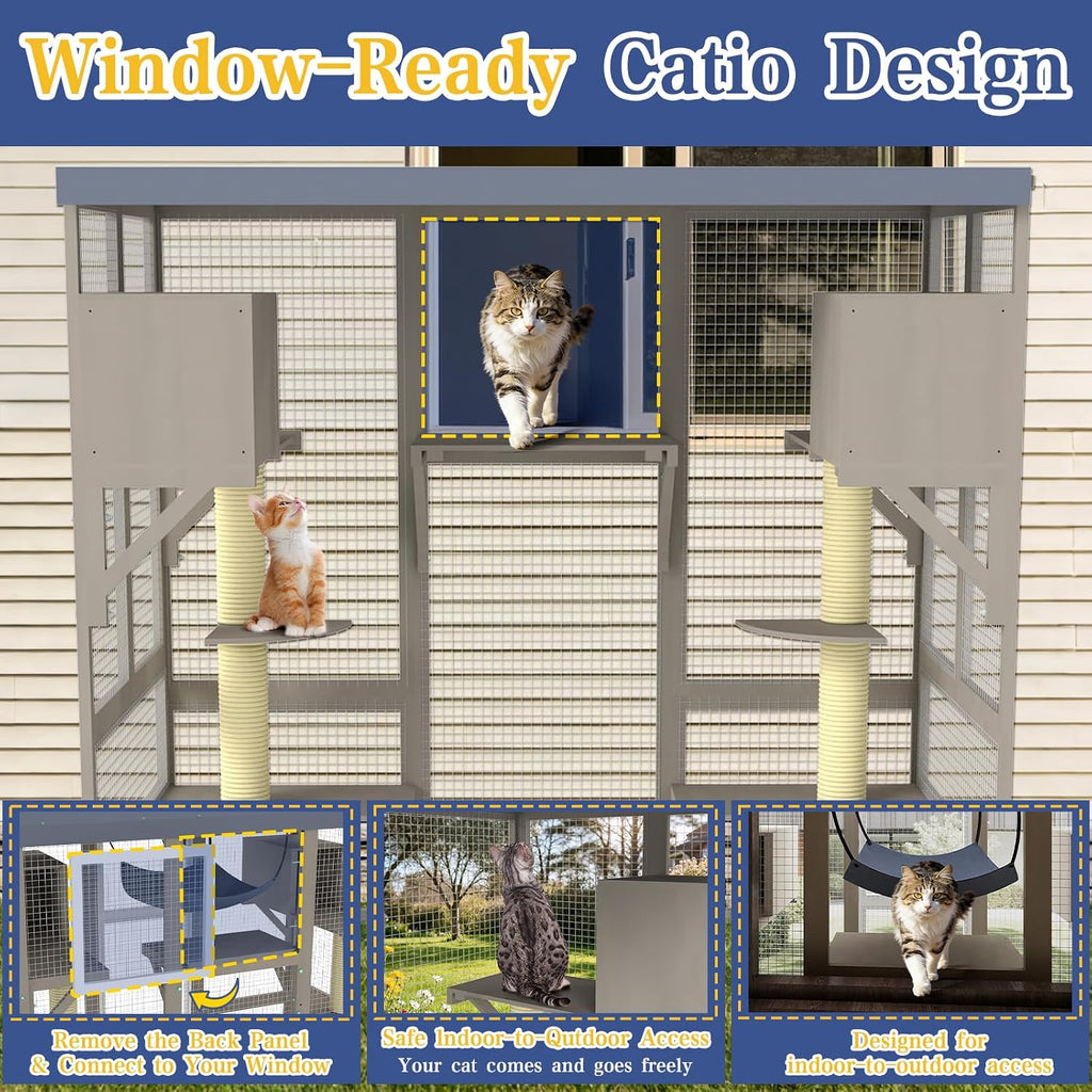 61.5" L Walk-in Catio Outdoor Cat Enclosure for Multiple Cats